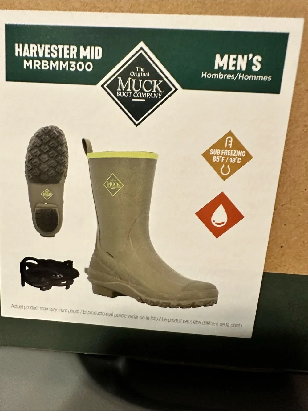 NIB The MUCK Boot Co Men’s Olive Green Harvester 12” Rubber Boot - Size 14